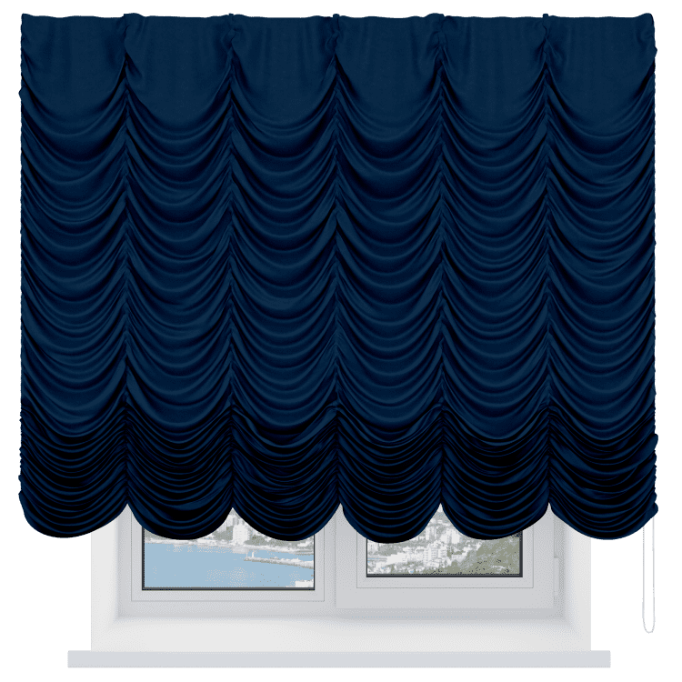 Французская штора «Кортин», вельвет тёмно-синий