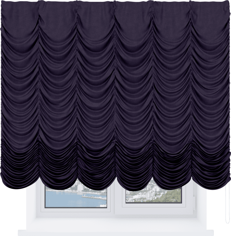Французская штора «Кортин», ткань вельвет тёмно-фиолетовый